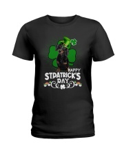 Happy Clover - BLACK Dachshund Ladies T-Shirt tile