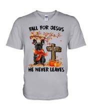 Autumn Cross - BLACK French Bulldog V-Neck T-Shirt tile