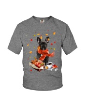 Autumn Leaves French Bulldog 2 Youth T-Shirt tile