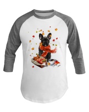 Autumn Leaves French Bulldog 2 Baseball Tee tile