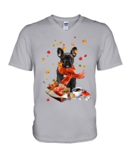 Autumn Leaves French Bulldog 2 V-Neck T-Shirt tile