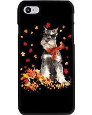 Autumn Leaves Scraf - Miniature Schnauzer 3 Phone Case tile