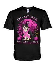 Pink Moon - Australian Shepherd 2 V-Neck T-Shirt tile