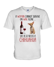 She Also Needs - Chihuahua Dog V-Neck T-Shirt tile