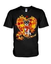 Autumn Leaf - BLACK Chihuahua V-Neck T-Shirt tile