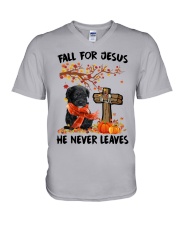 Autumn Cross - BLACK Maltipoo V-Neck T-Shirt tile