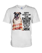 Father Day - English Bulldog V-Neck T-Shirt tile
