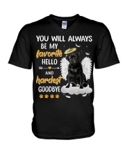 Hardest Goodbye - Black Pug V-Neck T-Shirt tile
