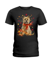 Autumn Leaves Scraf Cairn Terrier Ladies T-Shirt tile