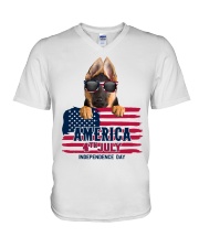 America 4th july - German Shepherd V-Neck T-Shirt tile