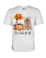It Is Fall - Coton de Tulear V-Neck T-Shirt tile