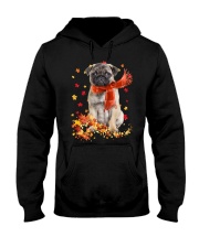 Autumn Leaves Scraf Pug Hooded Sweatshirt tile