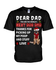 Christmas Dad - Long Haired German Shepherd V-Neck T-Shirt tile