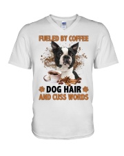 Fueled By - BLACK Boston Terrier V-Neck T-Shirt tile