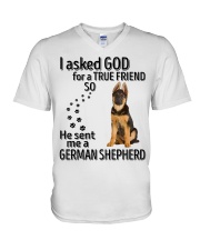 I asked God - German Shepherd V-Neck T-Shirt tile