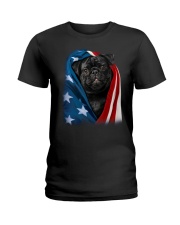 American flag - Black Pug Ladies T-Shirt tile