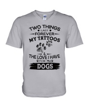 Love My Dogs and Tattoos V-Neck T-Shirt tile