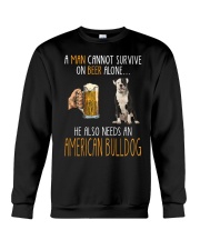 Beer Alone - American Bulldog Crewneck Sweatshirt tile