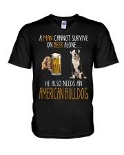 Beer Alone - American Bulldog V-Neck T-Shirt tile