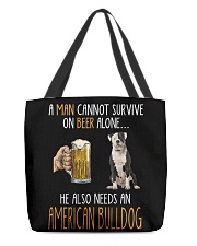 Beer Alone - American Bulldog All-Over Tote tile