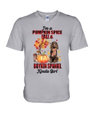 Pumpkin Girl - Boykin Spaniel V-Neck T-Shirt tile