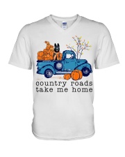 Blue Car - BLACK German Shepherd V-Neck T-Shirt tile