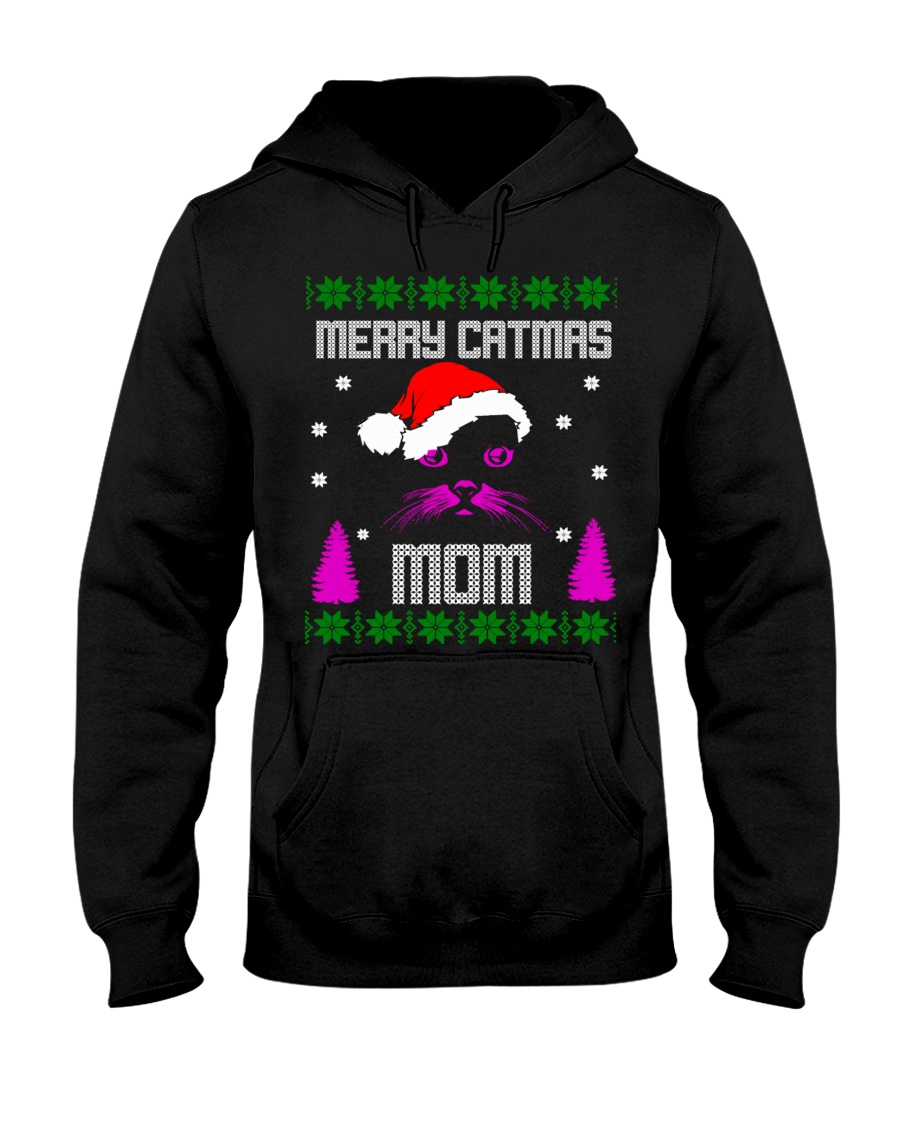 Merry Christmas Kitty Mom Hooded Sweatshirt
