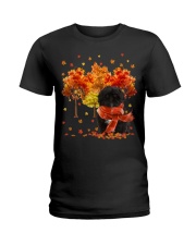 Fall Forest - BLACK Shih Tzu Ladies T-Shirt tile