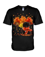 Fall Forest - BLACK Shih Tzu V-Neck T-Shirt tile