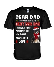 Christmas Dad - Australian Shepherd 1 V-Neck T-Shirt tile