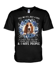 Hate People - Basset Hound V-Neck T-Shirt tile