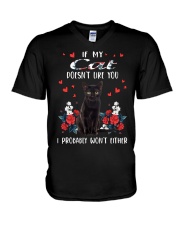Either - BLACK Cat V-Neck T-Shirt tile