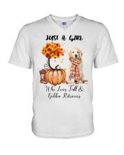 Fall And - Golden Retriever V-Neck T-Shirt tile