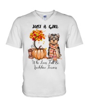 Fall And - Yorkshire Terrier V-Neck T-Shirt tile