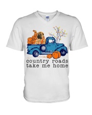 Blue Car - Chinese Shar Pei V-Neck T-Shirt tile