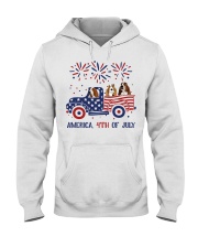 American Flag Truck - basset hound Hooded Sweatshirt tile