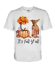 It is Fall - Miniature Pinscher V-Neck T-Shirt tile