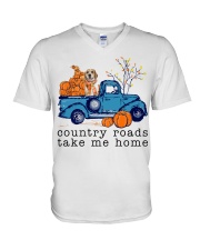 Blue Car - LEMON Beagle V-Neck T-Shirt tile