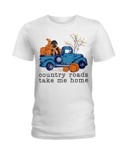 Blue Car - Dobermann Pinscher Ladies T-Shirt tile