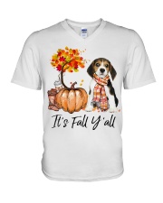 It is Fall - Beagle 1 V-Neck T-Shirt tile