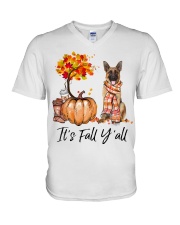 It is Fall - German Shepherd Dog V-Neck T-Shirt tile