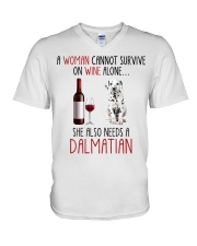 She Also Needs - Dalmatian Dog V-Neck T-Shirt tile