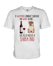 She Also Needs - Shiba Inu Dog V-Neck T-Shirt tile