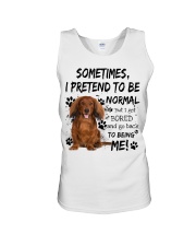 Sometimes - Red Long Haired Dachshund Unisex Tank tile