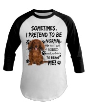 Sometimes - Red Long Haired Dachshund Baseball Tee tile
