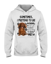 Sometimes - Red Long Haired Dachshund Hooded Sweatshirt tile