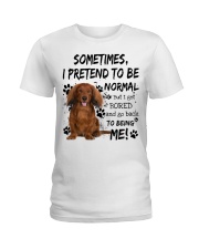 Sometimes - Red Long Haired Dachshund Ladies T-Shirt tile