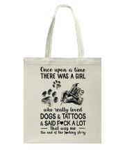 Girl love Tattoos and Dog Tote Bag tile