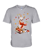 Autumn Leaves Pink Nosed Chico V-Neck T-Shirt tile
