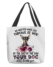 At The End - German Pinscher All-Over Tote tile